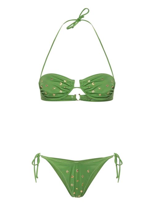 Bikini con borchie color oro Reina Olga | PENNY SETSOLIDEMERALD GREEN STUDS